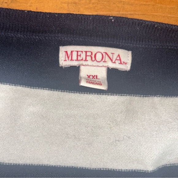 Merona Navy Blue and White Button Up Lightweight Cardigan Size XXL - Picture 3 of 5